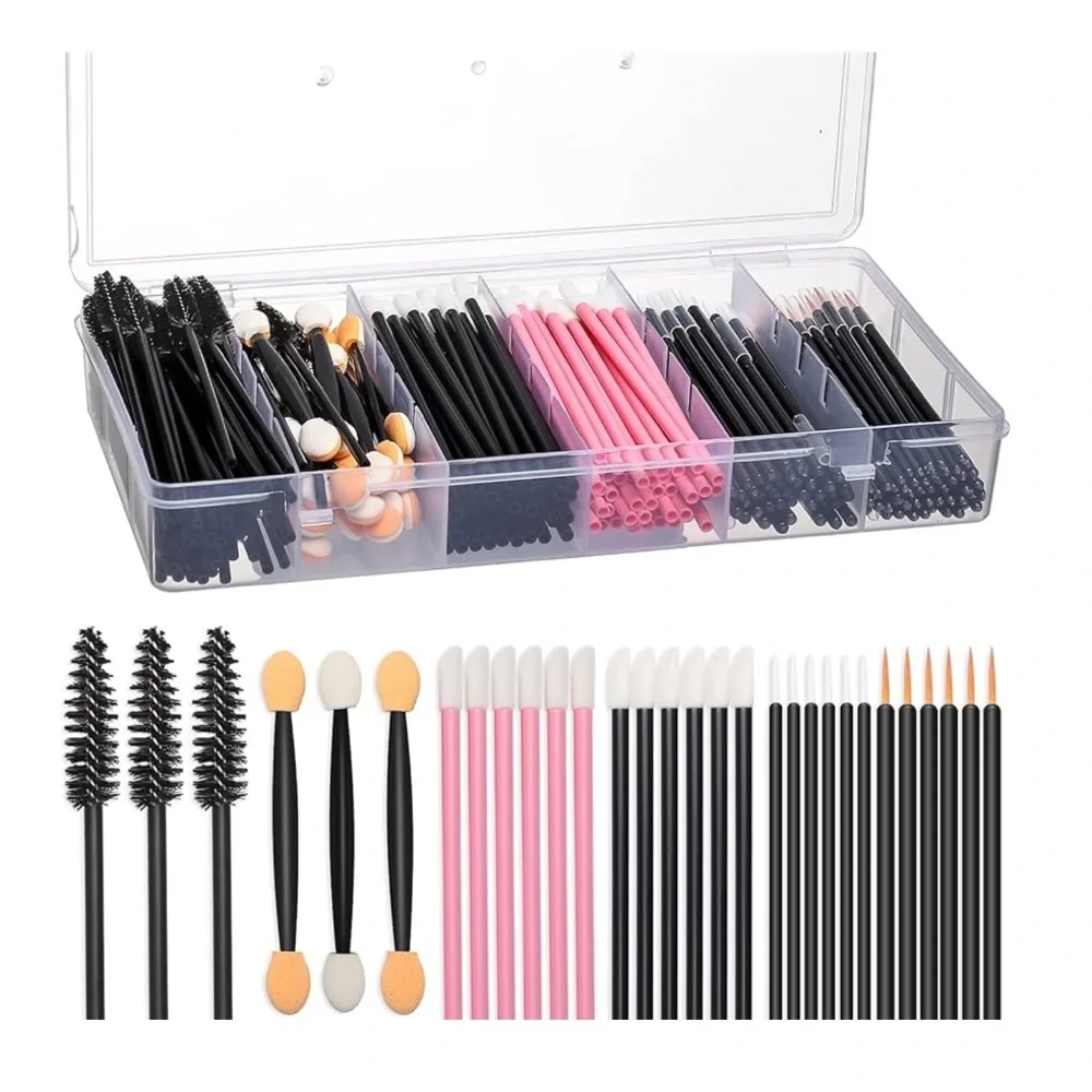 300pcs Disposable Makeup Tool Kit,Brow brush/Mascara brush/Lip Applicators